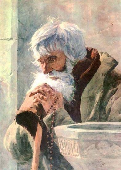 unknow artist Praying old man.